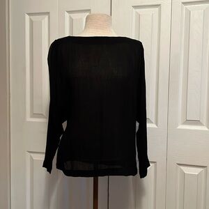 Adini Boat Neckline Batwing Sleeves Black Pullover Vintage Top Size P/Small